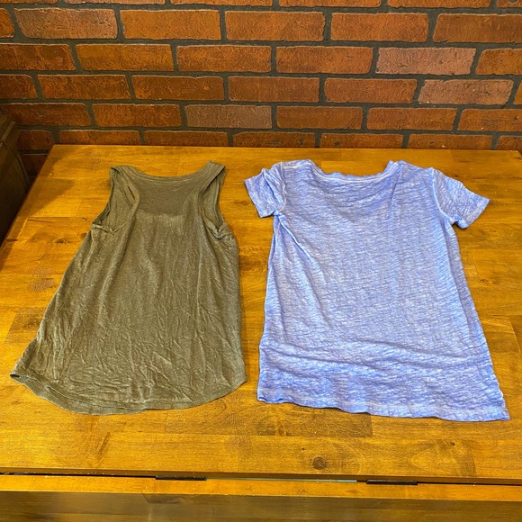 J Crew Lot: 100% Linen Gray Tank & Blue Pocket V neck Tee Size XXS - Picture 5 of 14